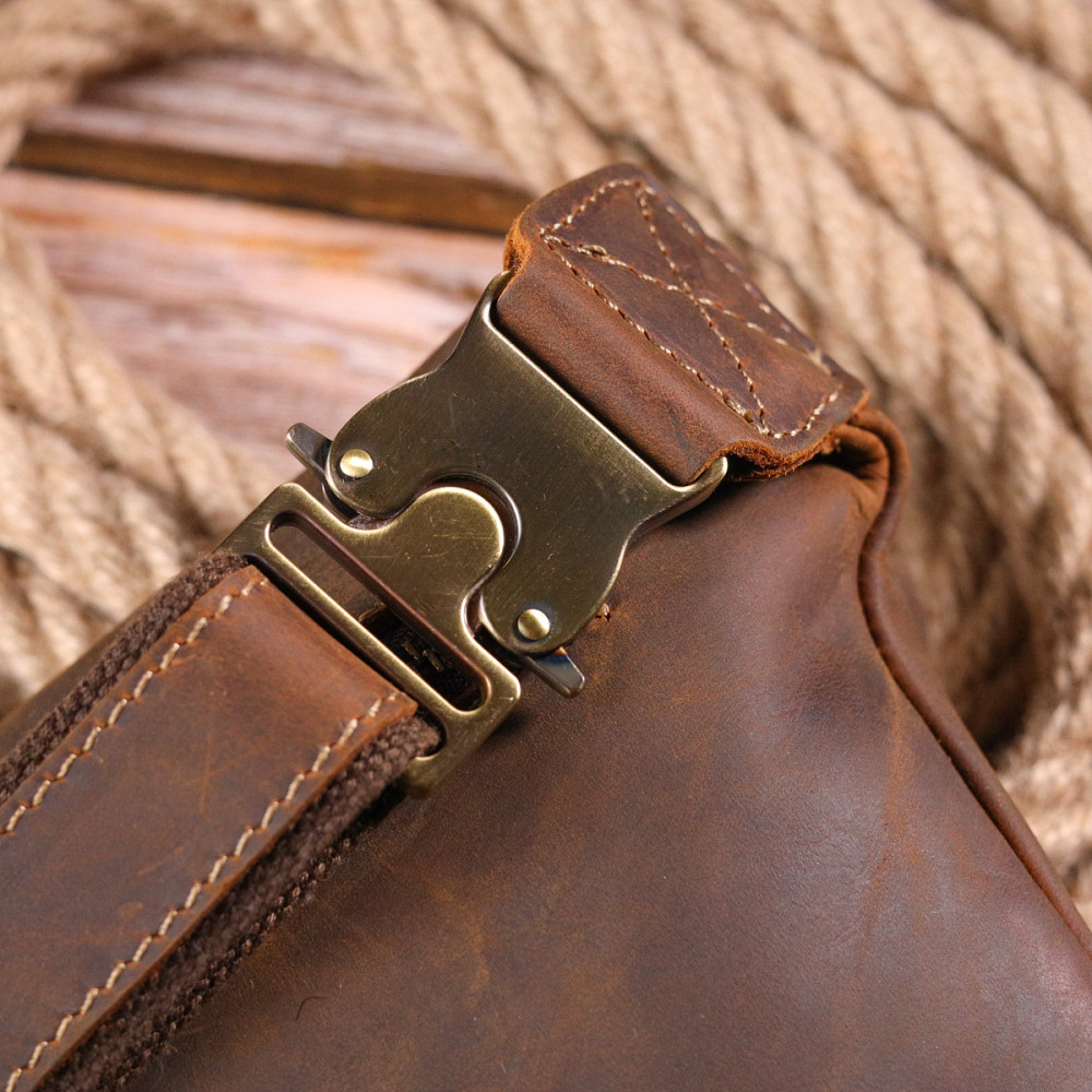 Вінтажна поясна сумка з натуральної шкіри 21294 Vintage Коричнева Київ - фото 1