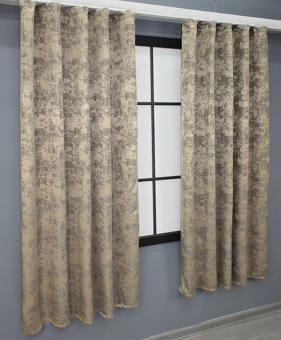 Комплект коротких штор VR-Textil Жаккард Sultan YL № 1208ш Бжево-серый 130х170 см 2 шт (35-0009) Киев - изображение 3