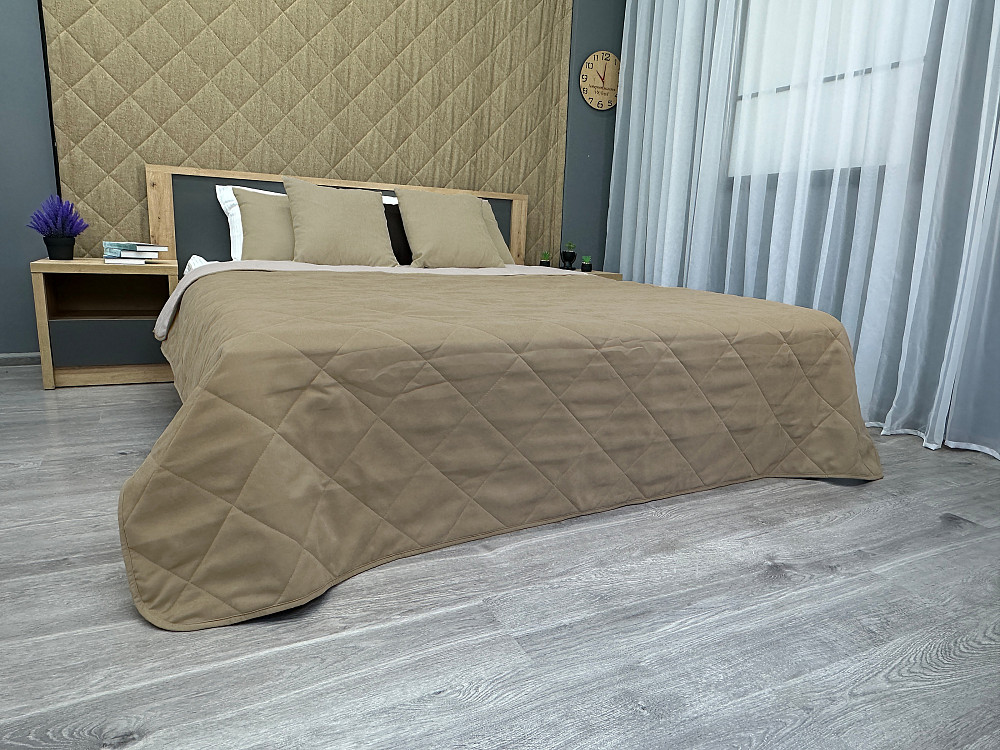 Покрывало стеганое Decorator Sparta Diamond ромб 240х260 см темно-бежевый (85-068) Киев - изображение 2