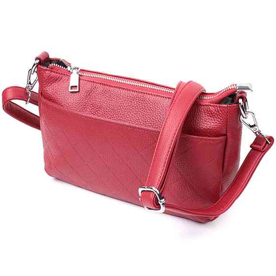 Женская сумка среднего размера на три отделения из натуральной кожи Vintage 22803 Красный Киев