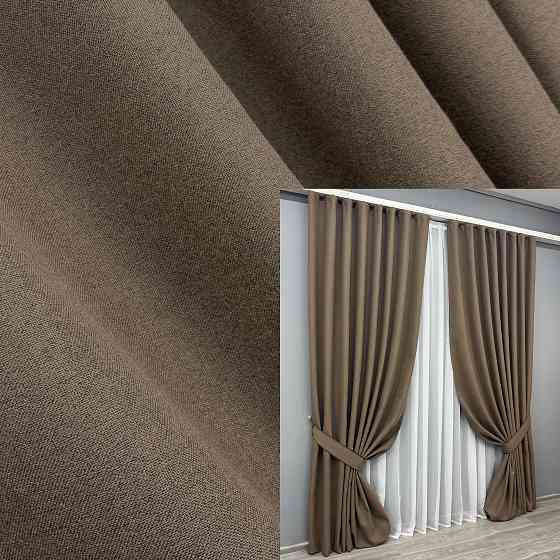 Комплект готовых штор VR-Textil Блэкаут двусторонний ASHEN NIGHT № 1854ш Коричневый 150х250 см 2 шт (39-976) Киев