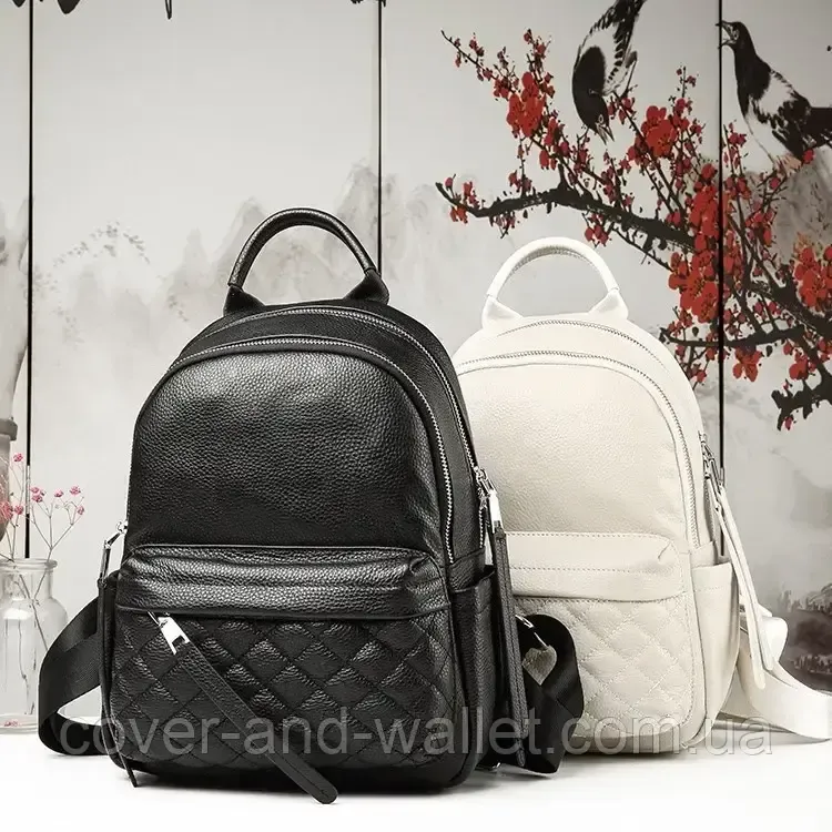 Женская сумка-рюкзак из натуральной кожи в белом цвете Puos Киев - изображение 7