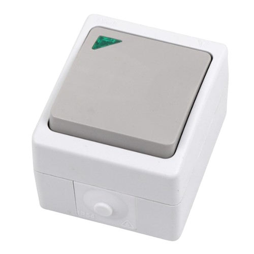 754 білий Вимикач зовнішній прохідний 1кл IP54 з підсвічуванням Лезард Житомир