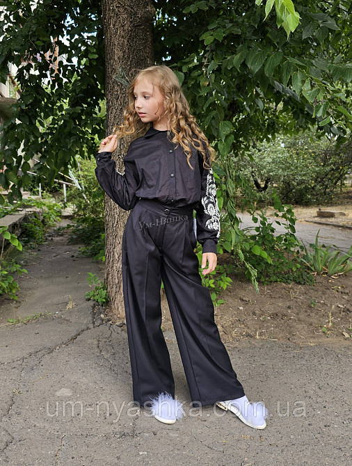 Школьный костюм блузка вышиванка + брюки 146-164 Кривой Рог - изображение 3