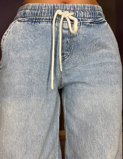 Джинсы женские I8 52422 Palazzo Jeans талия на резинке со шнурком широкий крой палаццо голубые, голубой, 28, 28, 84 см, 108 см Киев - изображение 15
