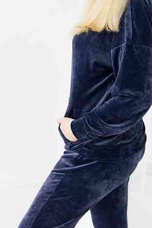 Жіночий велюровий костюм із капюшоном Синій XS Харків