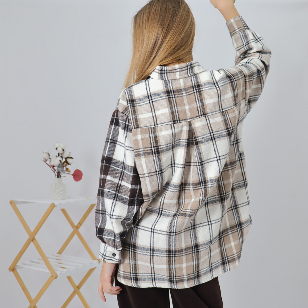 Детская теплая рубашка унисекс в бежевую клетку (цена указана за 1шт) 116-122 Каменец-Подольский - изображение 2