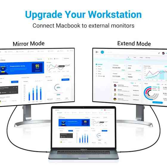 Кабель Vention USB-C на HDMI 1.5м черный текстильный Киев