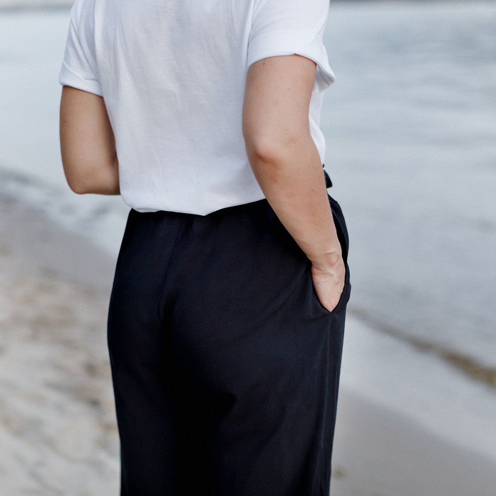 Широкі штани для вагітних з легкої тканини Чорні Київ - фото 3