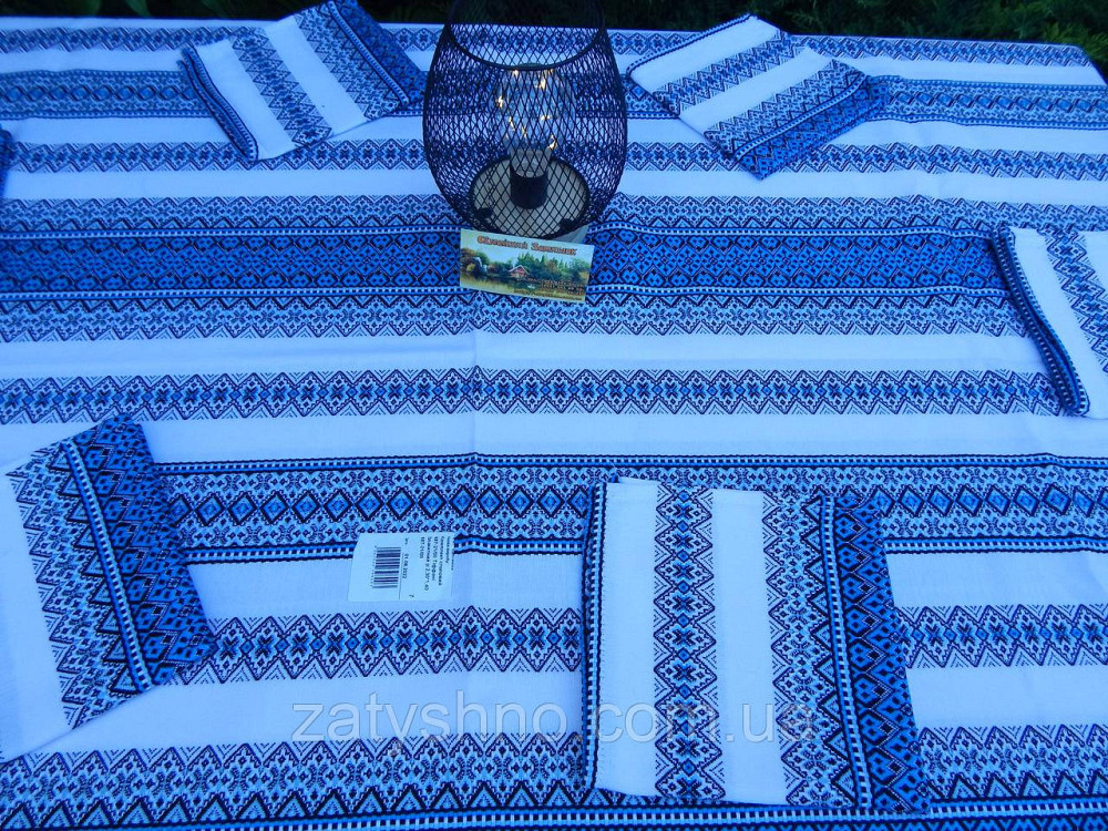 Синя вишита скатертина з серветками Київ - фото 2