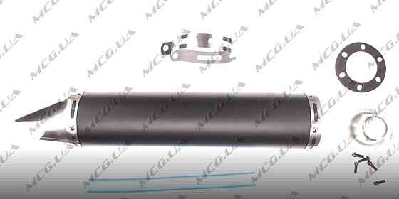 Глушник (тюнінг) 420 * 100mm, кріп. Ø78mm (нержавіюча сталь, чорний глянсовий, прямоток, mod:36) KOMATCU (mod.A) Київ