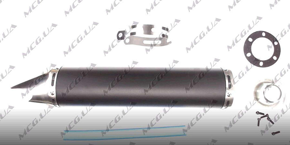 Глушник (тюнінг) 420 * 100mm, кріп. Ø78mm (нержавіюча сталь, чорний глянсовий, прямоток, mod:36) KOMATCU (mod.A) Київ - фото 1