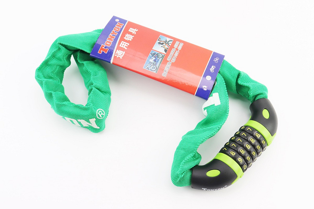 Замок протиугінний ланцюговий 900х6мм з 5-ти значним кодом, зелений TY777 Київ - фото 1