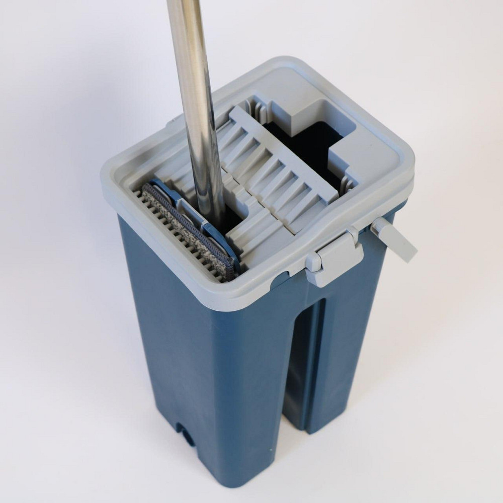 Швабра с ведром 11л с отжимом и 2 насадками Cleaning Mop, Синяя / Комплект для уборки швабра лентяйка и ведро / Швабра для мытья Киев - изображение 3