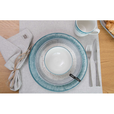 Тарілка Ardesto Siena, 20см, порцеляна, біло-сірий (AR2920SW) Вінниця - фото 2