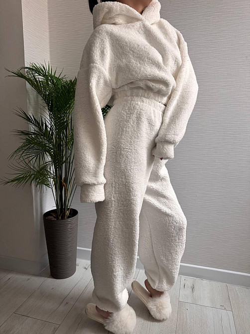 Жіноча стильна домашня плюшева піжама з вушками хутро тедді Одеса - фото 4