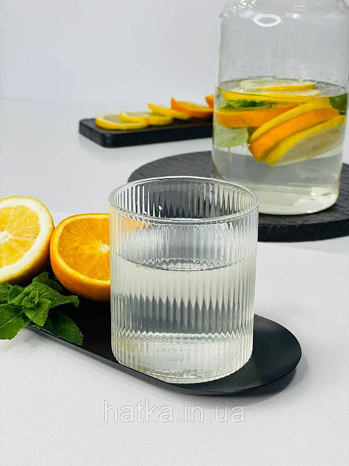 Склянка стильний скляний "Айленд" 320 мл 102-579  прозорий рифлений для дому та ресторану Київ - фото 1