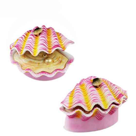 Декор в аквариум Ракушка с жемчугом 9 на 6 см разноцветный Киев