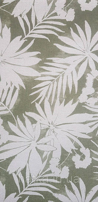 Шпалери вінілові на флізеліні Rasch Clasik 0,53х10 квіти листя гілки білі на зеленому Київ - фото 1