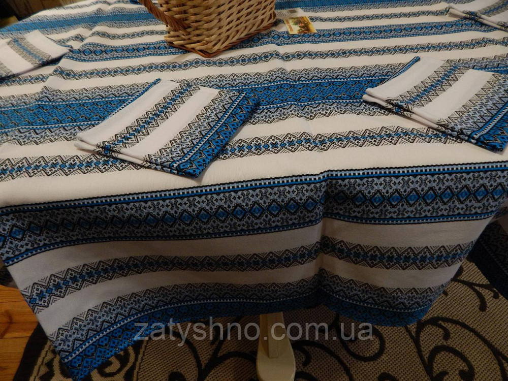 Синя скатертина вишита в українському стилі Київ - фото 10