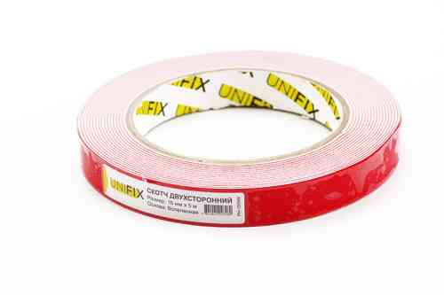 Стрічка клейка двостороння на спіненій основі 15 мм*5м біла UNIFIX Рівне