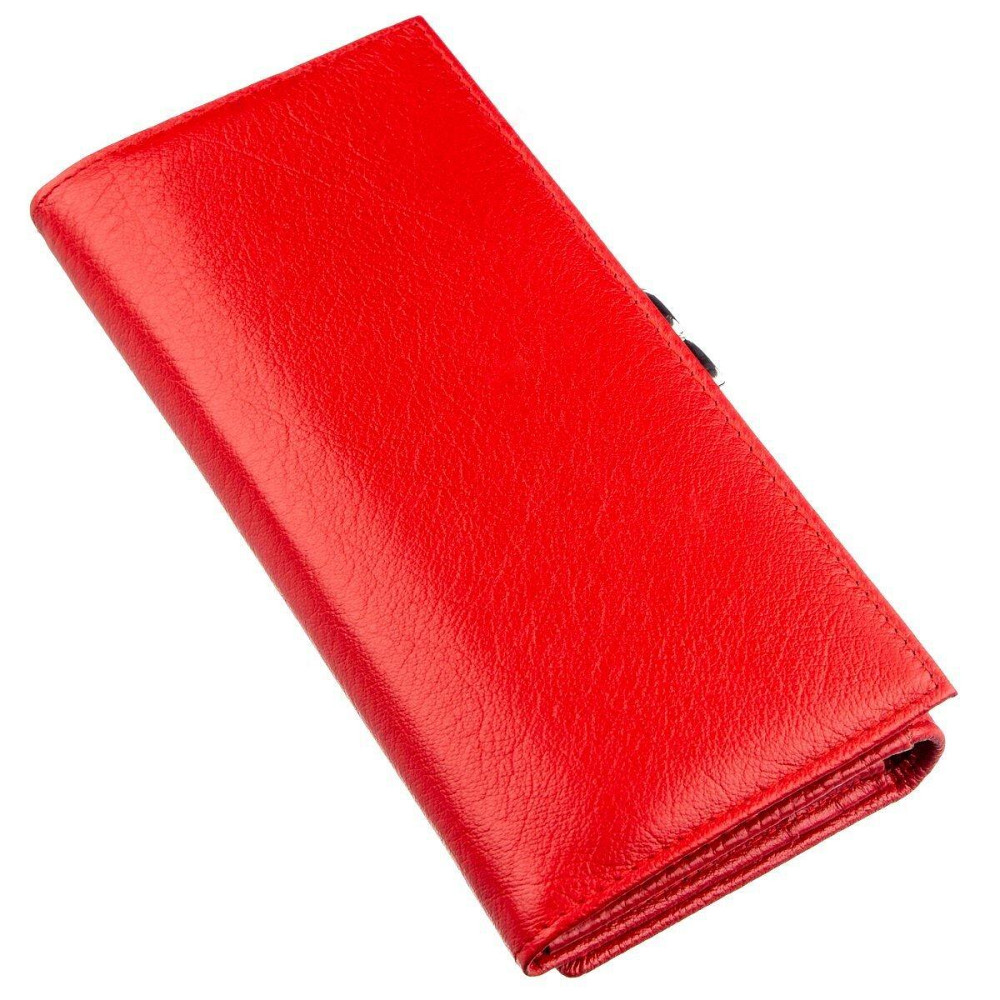 Жіночий шкіряний гаманець з монетницею на клямці, червоний (ST Leather) Київ - фото 16