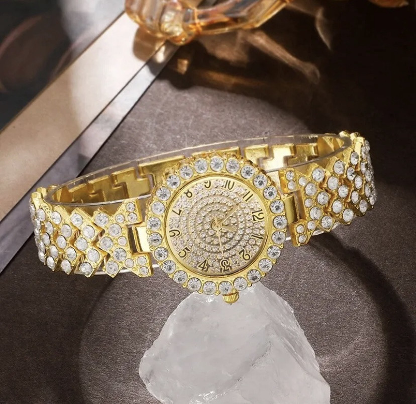 Подарочный набор для женщин: наручные часы, браслет, кольцо, ожерелье и серьги, без подарочной коробки золотой Киев - изображение 7