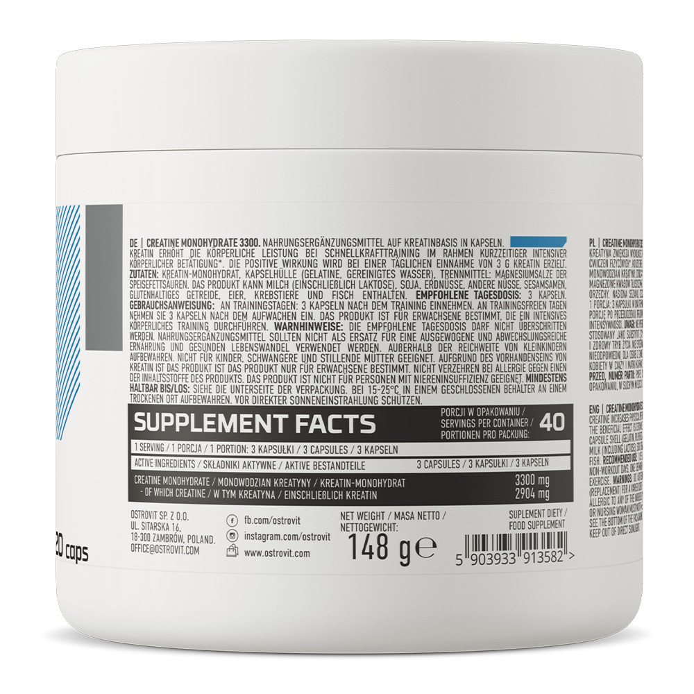 Креатин моногідрат Ostrovit Creatine Monohydrate 3300 120 caps Луцьк - фото 2