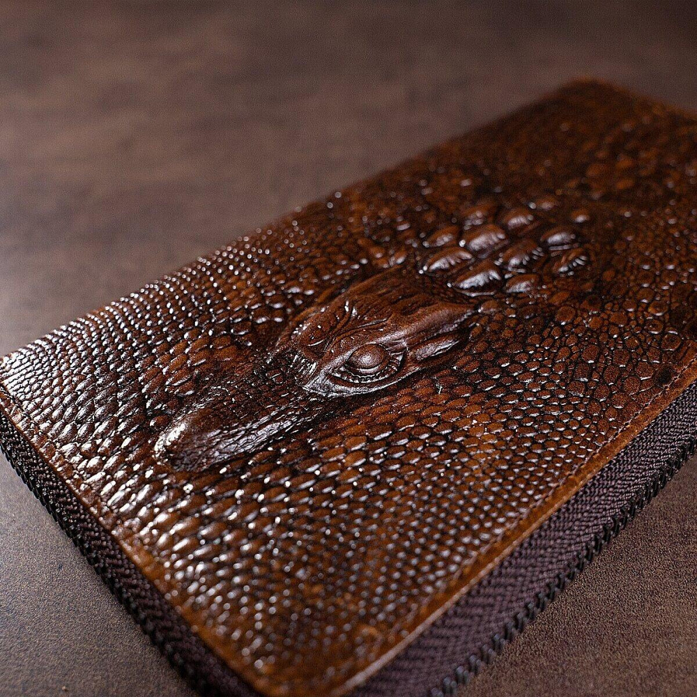 Мужской клатч с силуэтом каймана 20235 Vintage Коричневый Киев - изображение 8