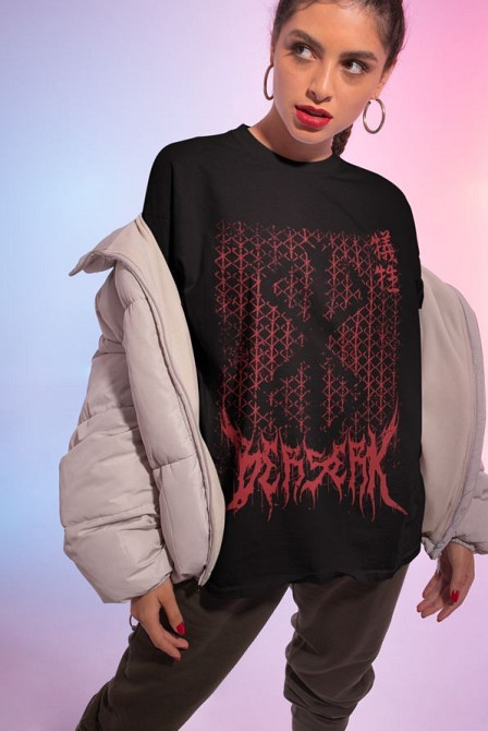 Футболка з аніме принтом Берсерк Манга Стріп Гутс оверсайз (S/M/L) Чорний AnimeJ0873 Дніпро - фото 5