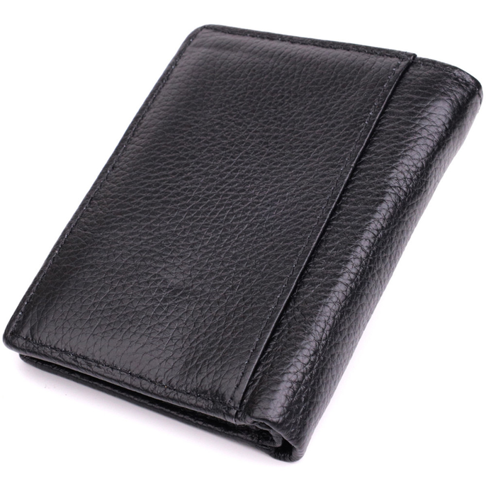 Вертикальний чоловічий шкіряний гаманець у два складання Vintage sale_15091 Чорний Київ - фото 2