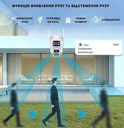 Уличная двойная WiFi камера видеонаблюдения iCSee 8MP PTZ A33WQ. Харьков