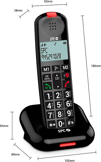 Телефон SPC Comfort Kairo чорний DECT бездротовий для літніх великі кнопки гучний сумісний зі слух. апаратами блокування викликів Київ - фото 3