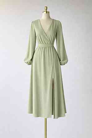 Женское романтичное приталенное миди платье софт Хаки Одесса