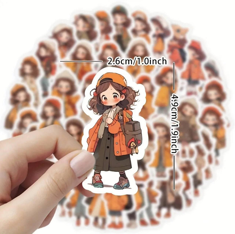 Наклейки с рисунками девочек, для блокнота, ноутбука, скетчбука, бутылки для воды, набор 50 штук Киев - изображение 1