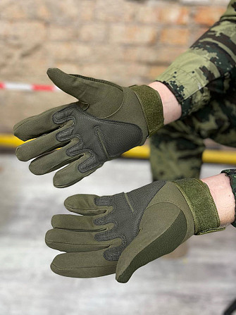 Перчатки тактические мужски мужски олива с прорезиновыми вставками Киев - изображение 5