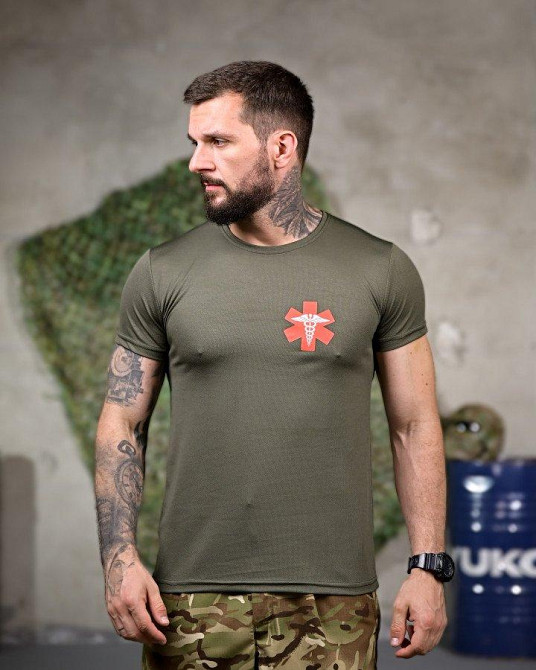 Тактична потовідвідна футболка Medic oliva РП7347 Одеса - фото 2