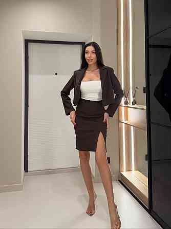 Женский стильный деловой костюм двойка кашемир-стрейч Шоколад, 46/48 Одесса