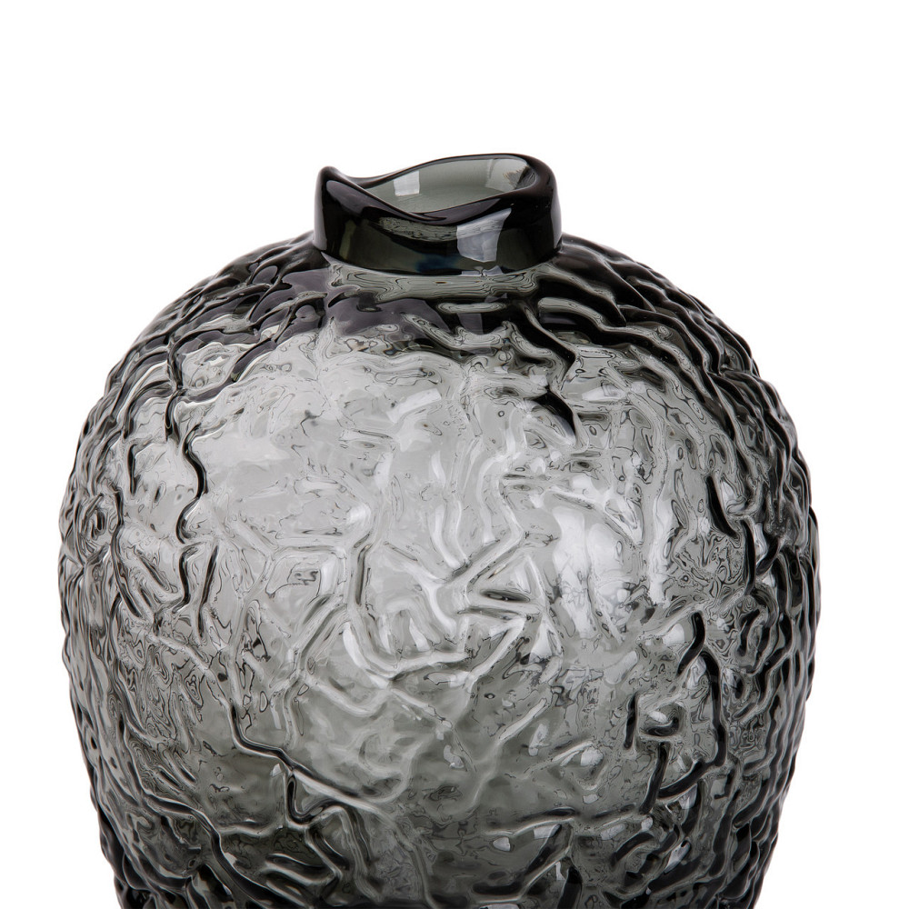 Серая круглая стеклянная ваза для цветов 30 см Киев - изображение 2