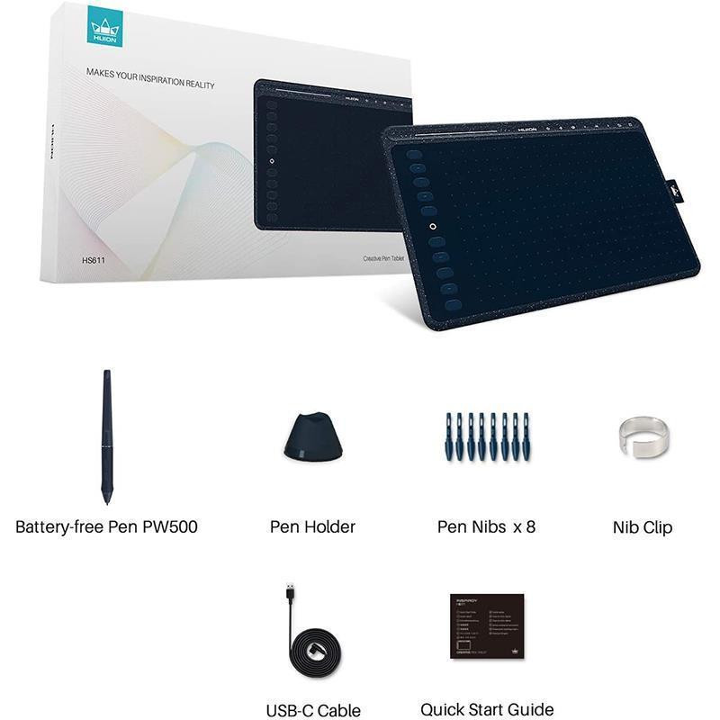 Графічний планшет Huion HS611 + рукавичка ( Чорний ) Харьков - изображение 3