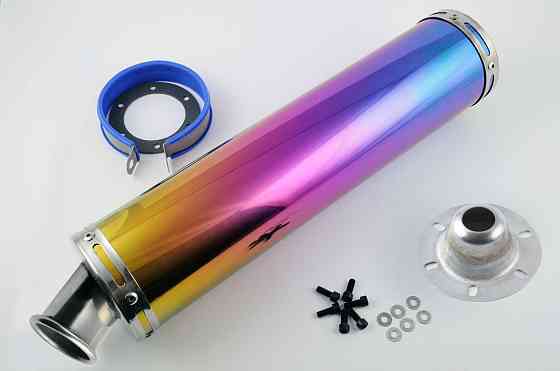 Глушник (тюнінг) 420 * 100mm, кріп. Ø78mm (нержавіюча сталь, веселка, прямоток, mod:15) Київ