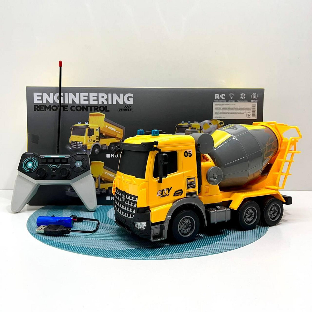 Машинка самоскид бетономішалка на радіокеруванні акумулятор підсвічування рухомі деталі Жовта (YJ-114-2-116-1) Чернигов - изображение 1