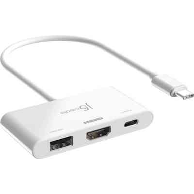 Концентратор J5create USB-C 3-in-1 HDMI + USB + USB-C PD white (JCA399-N) Винница