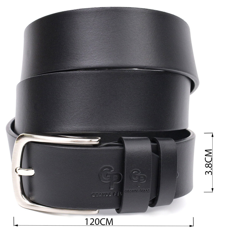 Стильный ремень под джинсы из натуральной кожи GRANDE PELLE 11684 Черный Киев - изображение 3