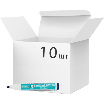 Маркер Stanger для сухостираемых досок, 1-3 мм синий 10 шт (MARKER-BOASTM240BL10) Винница - изображение 1