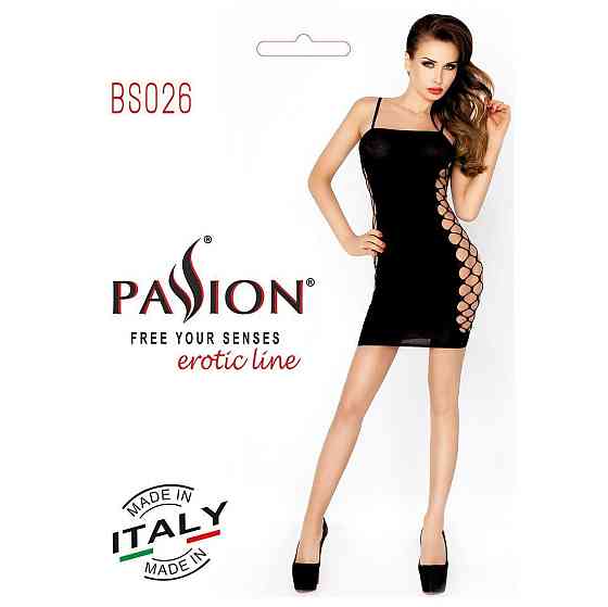 Бодістокінг Passion BS026 black, сукня-сітка на бретелях Sex Aura Київ