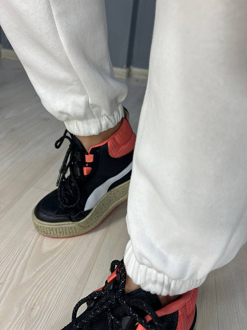 Костюм жіночий ENJOY 14109 довге худі з капюшоном брюки джоггери на резинці утеплений фліс білий, білий, M Київ - фото 7