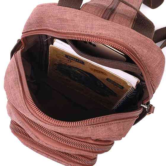 Невеликий рюкзак з поліестру з великою кількістю кишень Vintage 22150 Коричневий Київ