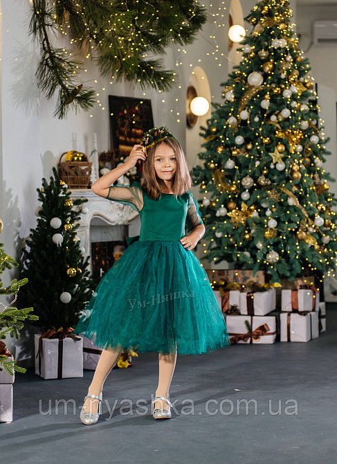 Зелене пишне плаття з рукавами Кривий Ріг - фото 1