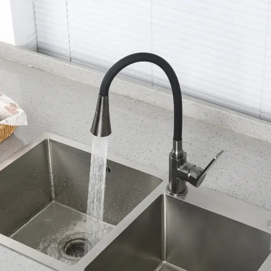 Змішувач для кухні Frap F4462 з гнучким виливом, графіт/чорний Київ